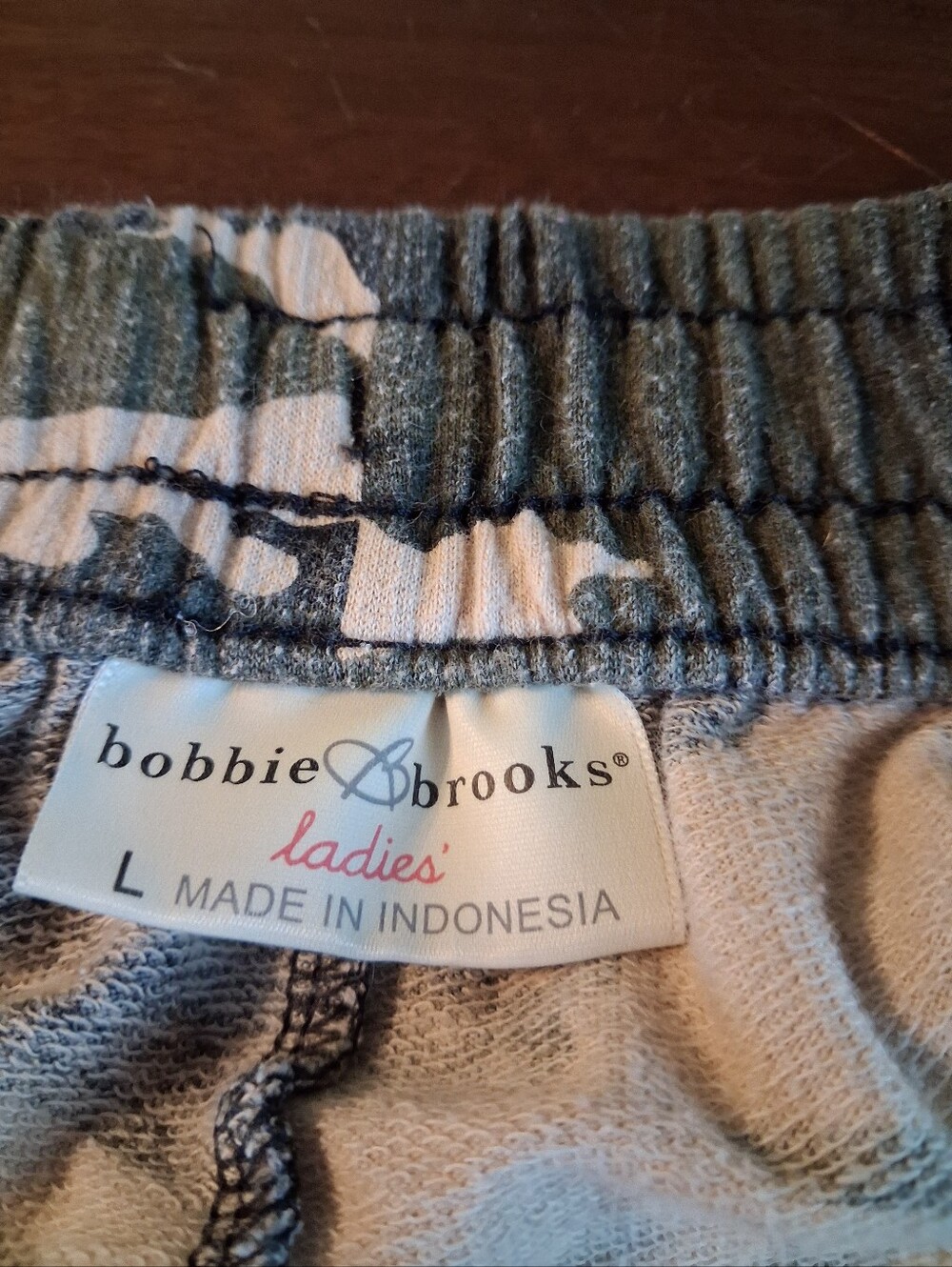 Bobbie Brooks Ladies Camo-Pattern Athletic Shorts in Green and White - Picture 2 of 5